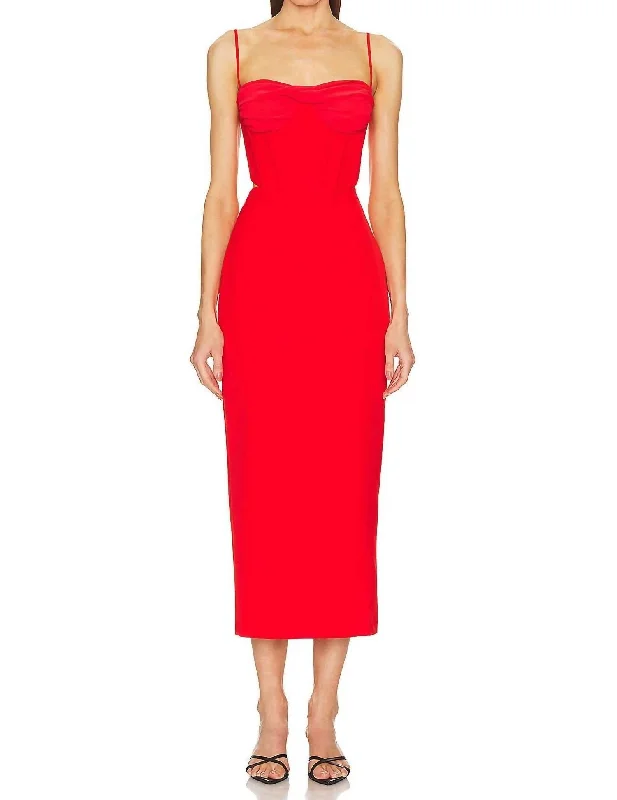 Women's midi dress urban -Martini Midi Dress In Fire Red