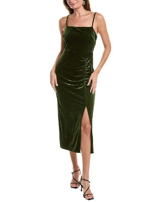 Women's midi dress embroidered -Taylor Velvet Midi Dress