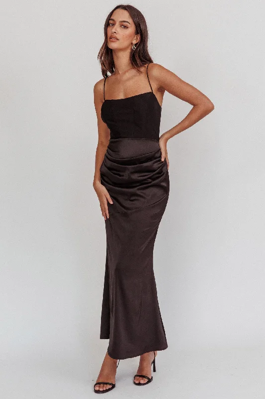 ladies-maxi-dress-sequin-sweep-Morella Draped Waist Maxi Dress Black