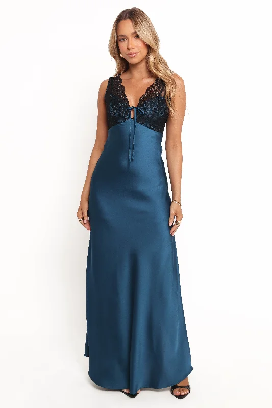 ladies-maxi-dress-amber-drift-Cammy Maxi Slip Dress - Blue/Black