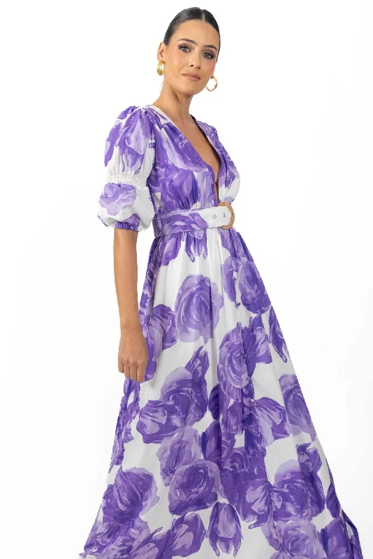 ladies-maxi-dress-pink-flow-Verona Maxi Women's Floral Dress Lilac