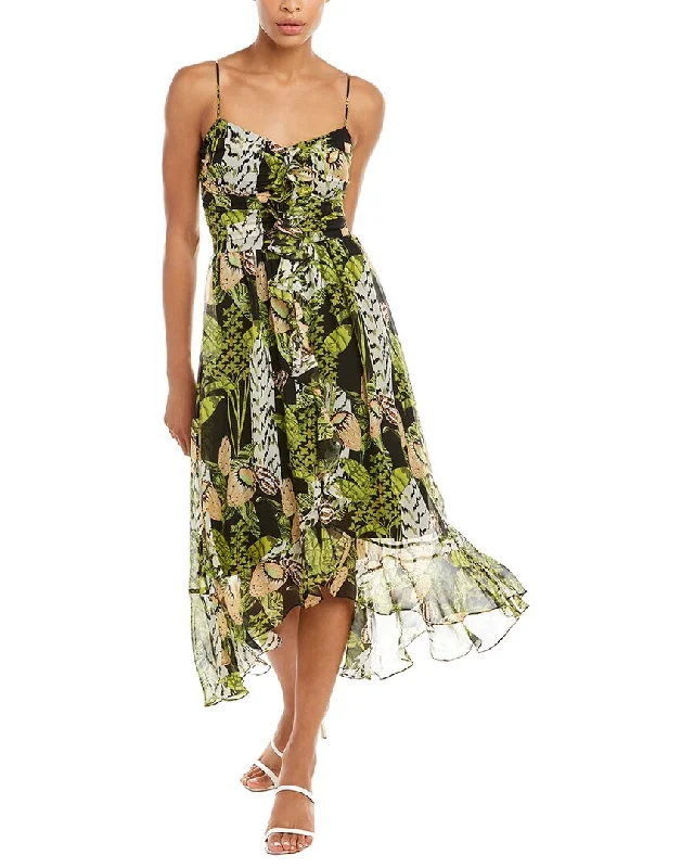 Women's midi dress stretchy -Temperley London Harmony Print Strappy Silk Midi Dress