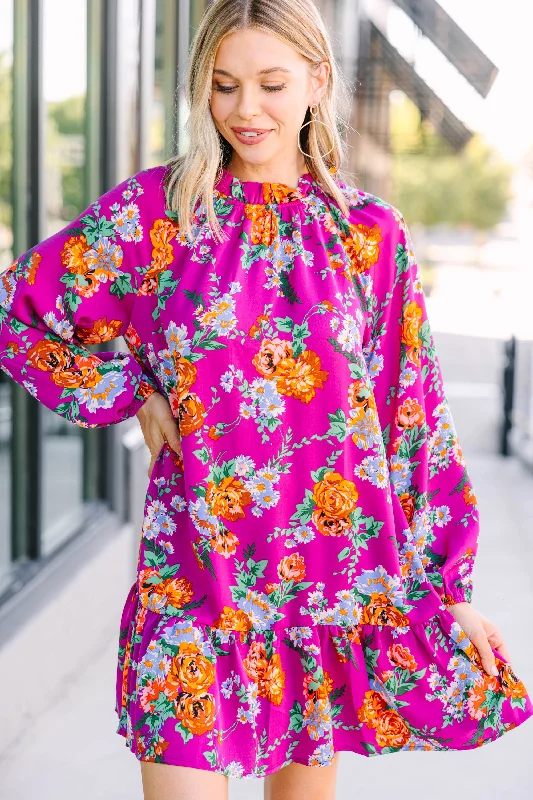 Women's floral dress custom -Kindess Is Key Magenta Purple Floral Dress