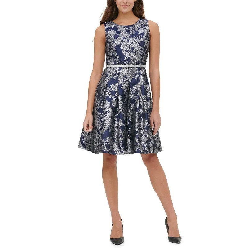 Tommy Hilfiger Women's Jacquard Fit & Flare Dress Blue Size 12