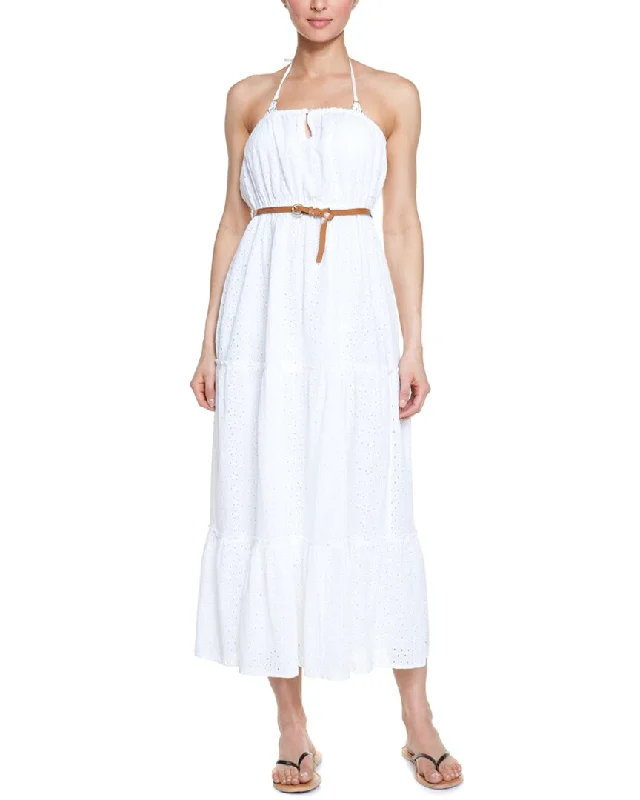 ladies-maxi-dress-purple-flow-Melissa Odabash Fru White Strapless Eyelet Maxi Dress