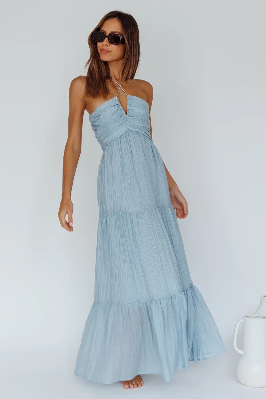 ladies-maxi-dress-summer-sweep-Asiah Halterneck Maxi Dress Ice Blue