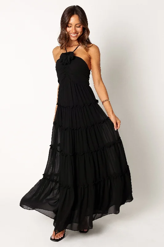 ladies-maxi-dress-sale-sway-Dottie Halterneck Maxi Dress - Black