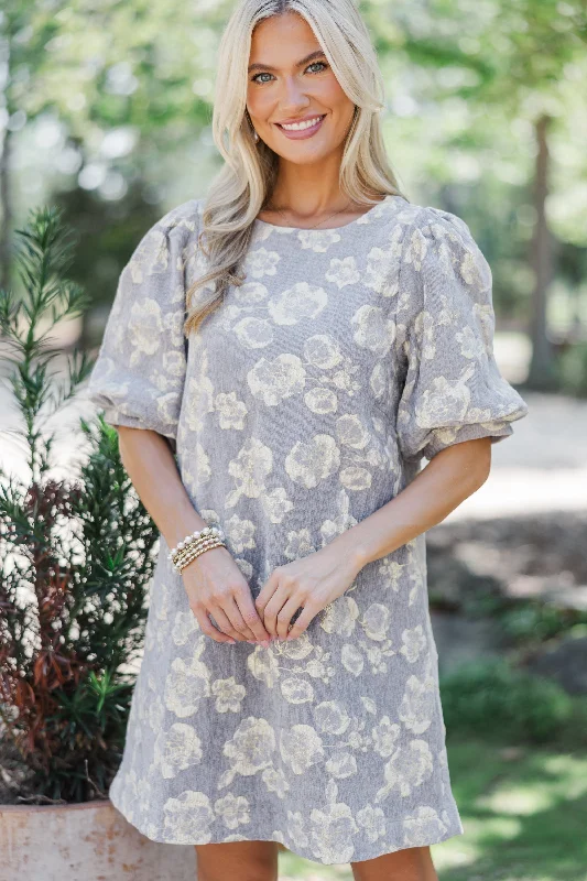 Women's floral dress sophisticated -Know What You Want Gray Floral Dress