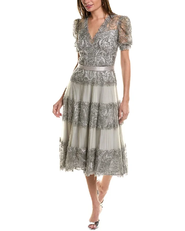 Women's midi dress trendy -Tadashi Shoji Embroidered Lace Midi Dress