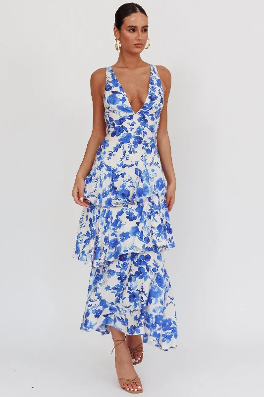 ladies-maxi-dress-sepia-sway-Veda Strappy Back Ruffle Maxi Dress Floral Blue