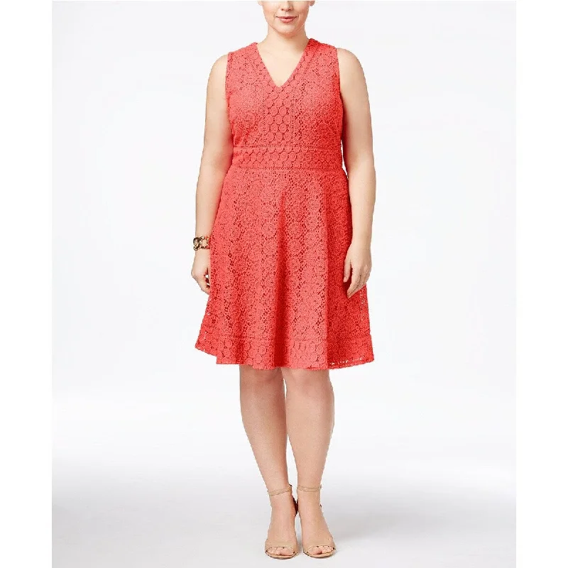 Women's flare dress cool weather -Charter Club Women's Plus Size Lace Fit & Flare Dress Red Size 4X