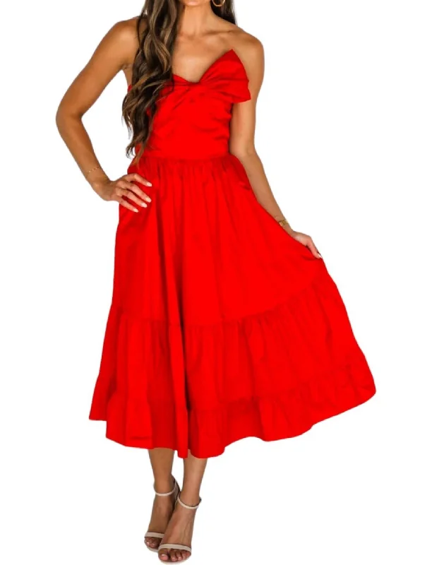 Women's midi dress futuristic -Pretty Little Thing Midi Dress In Scarlet Red