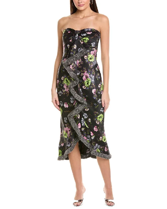 Women's midi dress picnic -Cinq à Sept Midnight Bloom Elise Silk Midi Dress