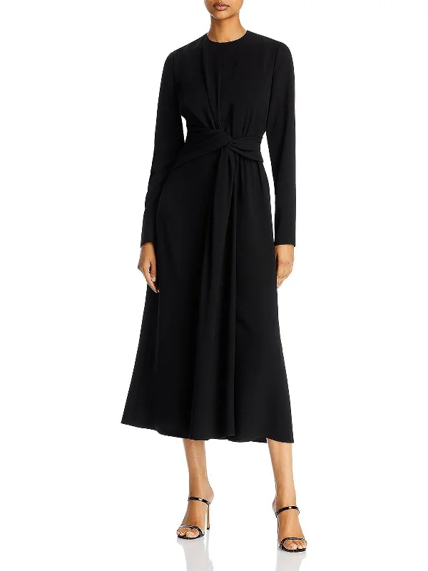 Women's midi dress eco-friendly -Womens Knit Long Sleeves Midi Dress