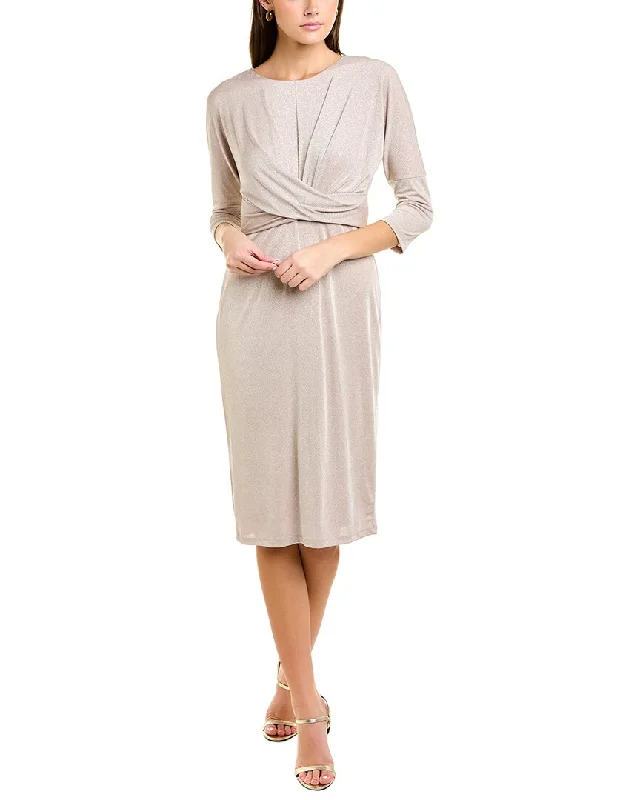 Women's midi dress outdoor -London Times Twist Front Midi Dress