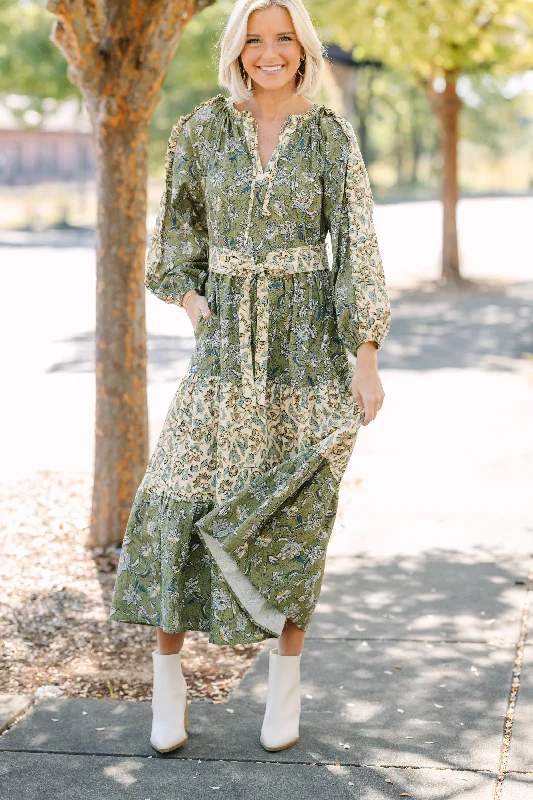 Women's floral dress daisy -All I Can See Green Floral Maxi Dress