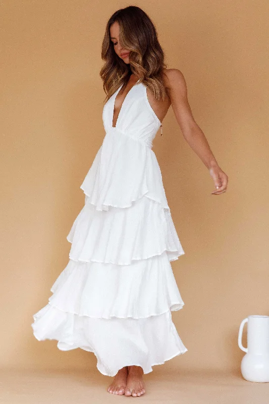 ladies-maxi-dress-cocktail-drift-Catalina Tiered Ruffle Maxi Dress White